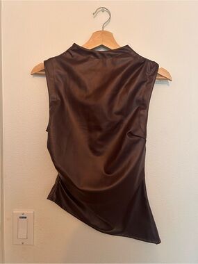 Fashion Nova Sleeveless faux leather Dark Brown Top